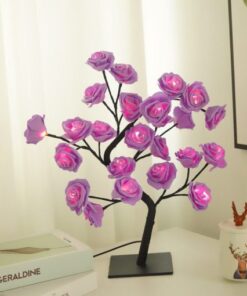 24 LED Tree Lights USB Table Lamp, 24 Purple Rose