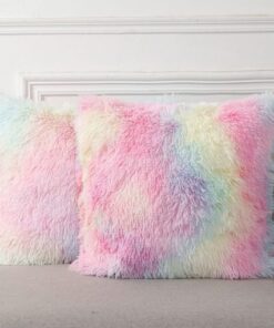 2PCS 43x43cm Trendy Tie-dye Fur Plush Pillow Cover for Home Decor